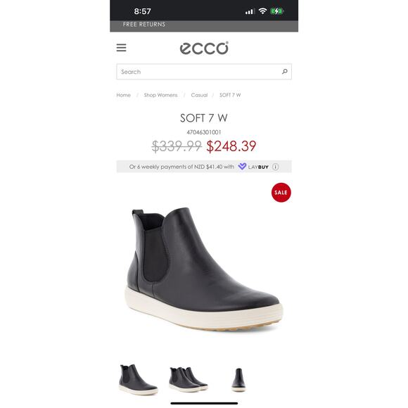 NWOT ECCO SOFT Chelsea Brown Pull On Rubber Sole Ankle Bootie Comfort Shoes 10 - Picture 2 of 10